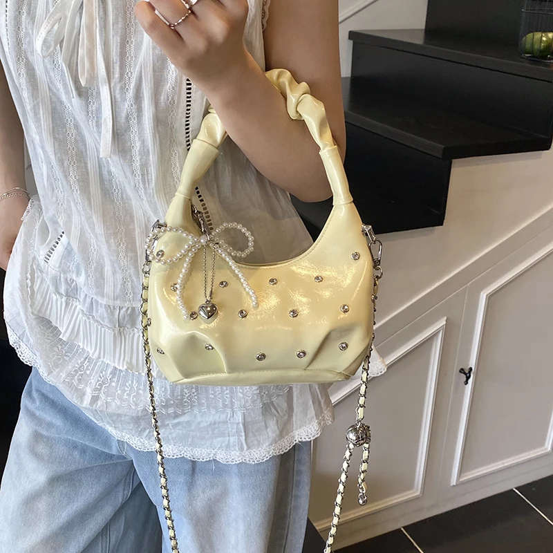 

Simple Fashion Versatile Women's Rivet PU Leather Single Shoulder Crossbody Bag Trendy Casual Commuting Storage Bags