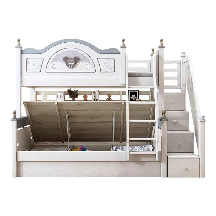 

//Solid Wood Luxury Convertible Double Storage Bed White Children's Furniture Anti-Child Fall Comfortable Durable Bedroom