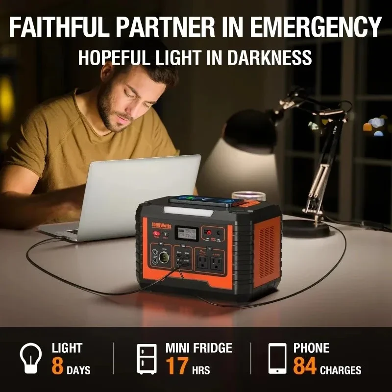 1000W Camping Solar Generator EBL 270000mAh | 110V AC PD 60W Fast Charge Portable Power Station for Home & Emergency