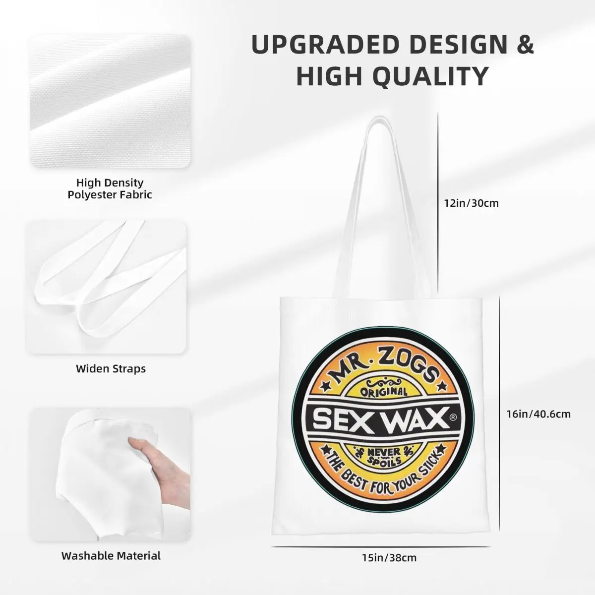 Mr. Zog Surfing Sex Wax 3 4 Bolsas de compras Lona El bolso de mano plegable para niñas Bolso de hombro Bolso de viaje