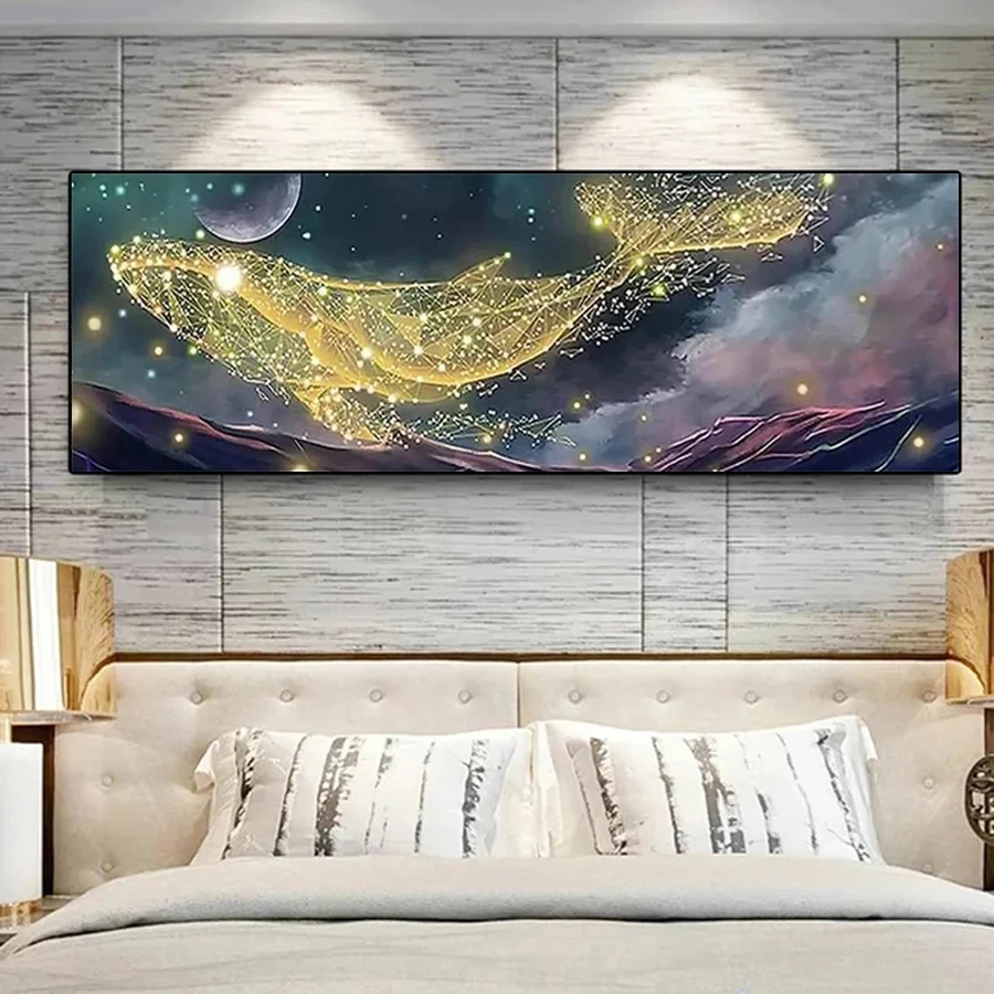 Fullcang Large Size Diamond Painting Kits Abstract Golden Fish Diy Full Mosaic Arts Rhinestone Embroidery Landscape Picture