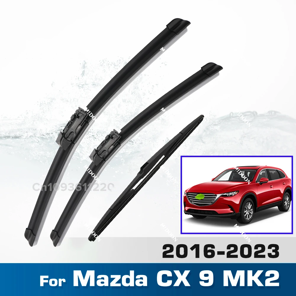 

Wiper LHD Front & Rear Wiper Blades Set For Mazda CX-9 CX9 MK2 2016 - 2023 Windshield Windscreen Window Brushes 24"+18"+14"