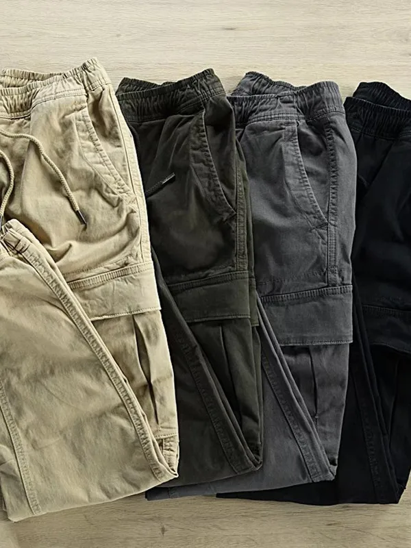 

Мужские рабочие брюки, летние винтажные свободные брюки цвета хаки, износостойкая одежда для охраны труда на строительной площадке...