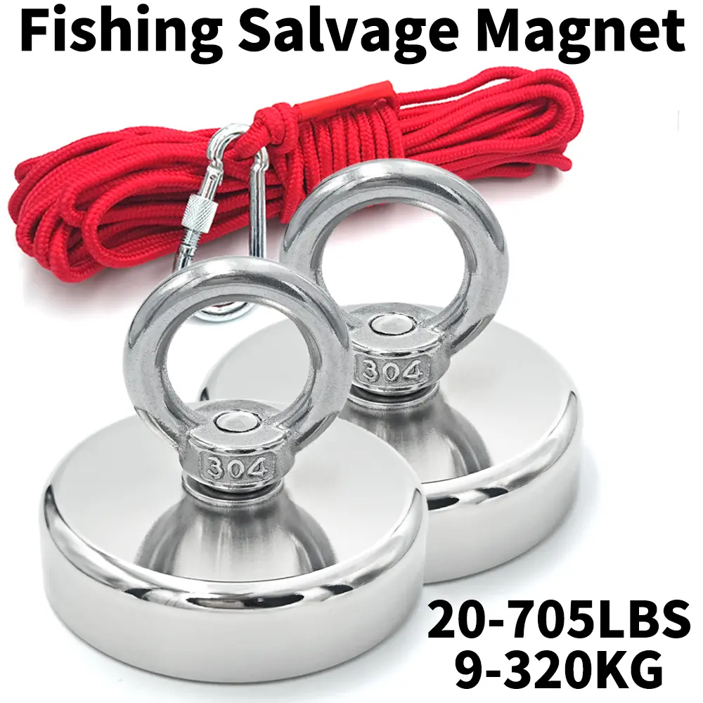 D16 ~ D42mm Gancho de pesca de neodímio super forte N52 Neodímio de terras raras resistente com furo escareado Orebolt de salvamento magnético