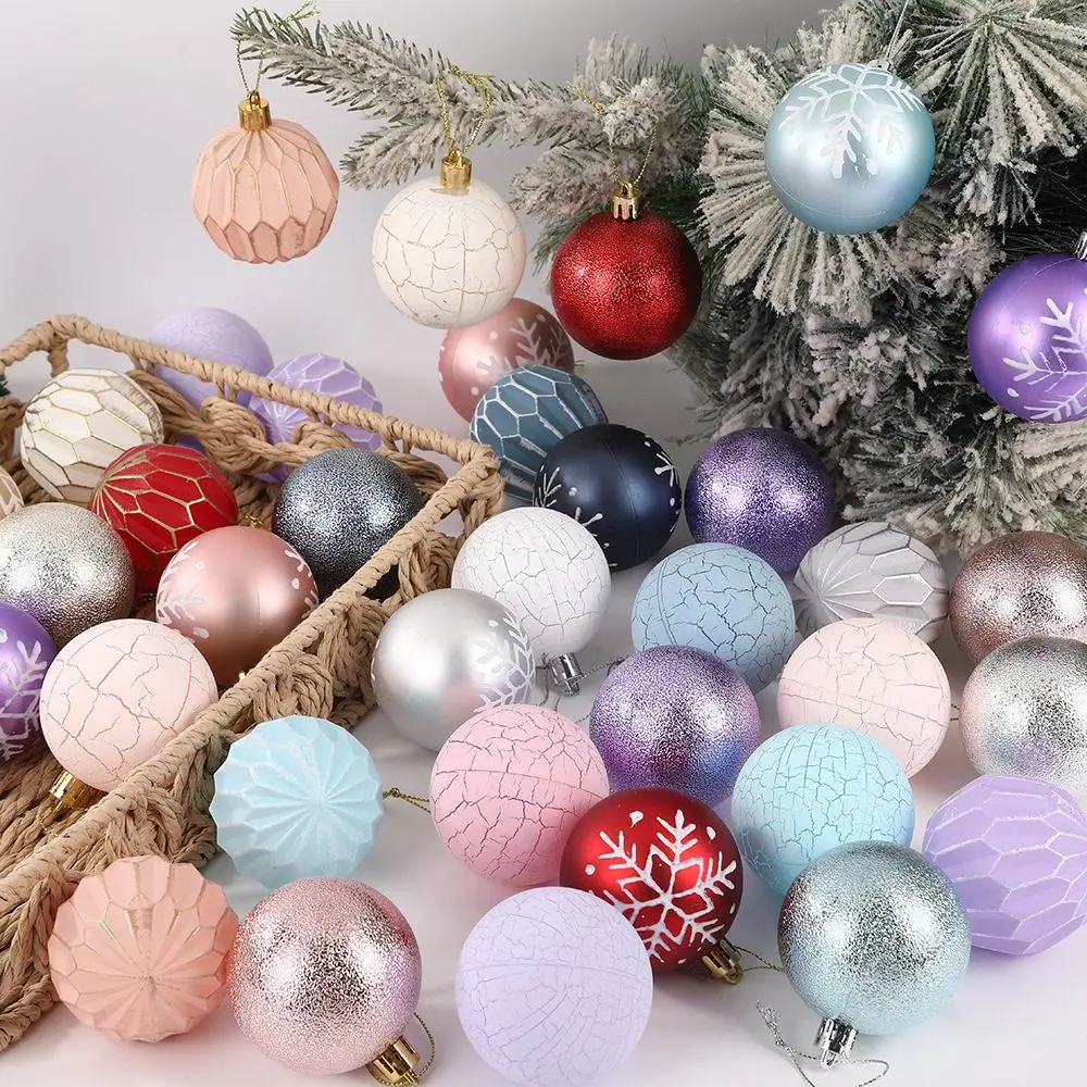 

Snowflake Texture Christmas Ball Ornament Box Holiday Party Decoration Accessories Christmas Tree Hanging Decor