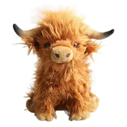 25cm Simulated Scottish Highland Cow Plush Toy Cute Calf Baby Animal Child Birthday Christmas Gift Soft Filling Decoration