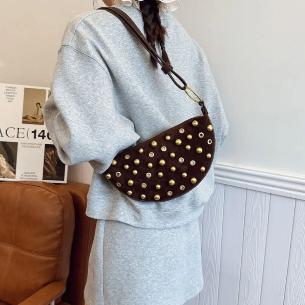 

Casual Metal Stud Rivet Crossbody Bag Hollow Punk Style Y2k Shoulder Bag Handbag Spicy Girl Underarm Bag Girl