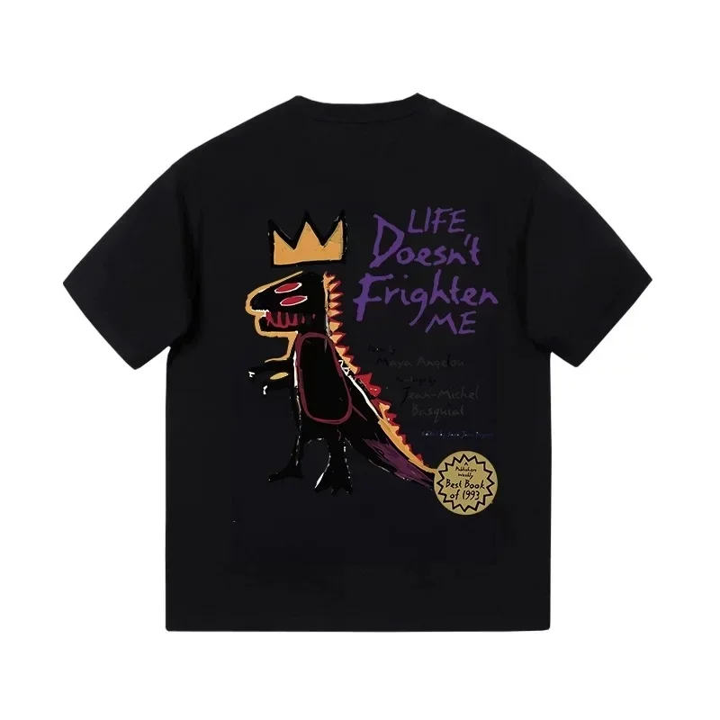 

Summer men's fashion trend: Oversized dinosaur graffiti style 100% pure cotton round-neck short-sleeved T-shirt and hip-hop top
