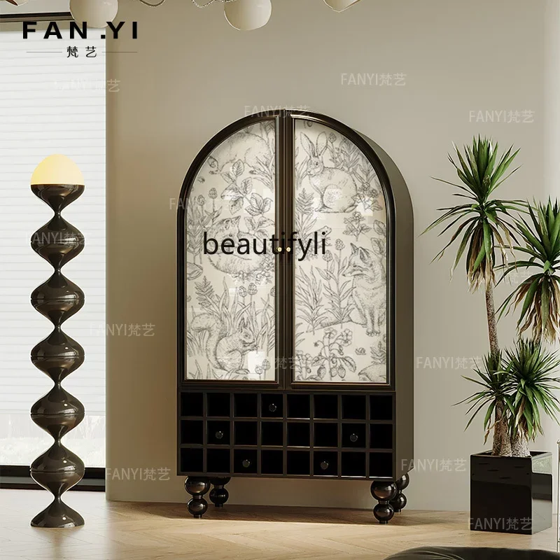 ssK178 ss 25 Lekka luksusowa szafka boczna do przechowywania i ekspozycji czerwonego wina do restauracji, dekoracyjna