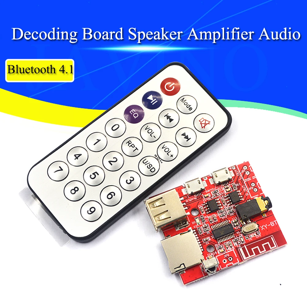 3W Car Bluetooth 4.1 MP3 Decoding Board Speaker Amplifier Audio Receiver Module Support USB/TF/U-DISK/IR Remote Control