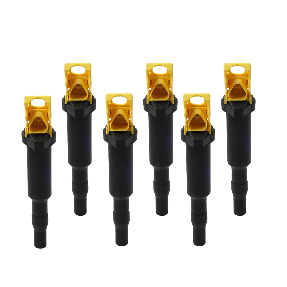 Automotive Replacement Ignition Coil Pack 6 Pcs For BMW 1 Series M L6 3.0L 2011 2012 Metel & Rubber Yellow+Black