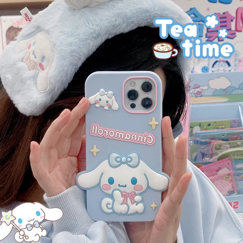 

Cartoon Cinnamoroll Phone Case for IPhone 15 14 Pro Max Cute Silicone IPhone Case for 13 ProMax 12 11 Pro Protective Cover