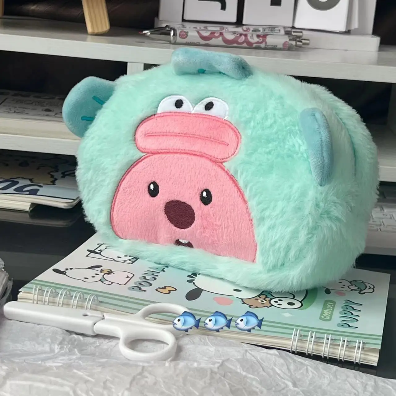Cartoon Plush Pencil Bag Student Kawaii Storage Bag For Pen Cosmetic Brush Marker Pen Large Capacity Pen Case School Supply view 5