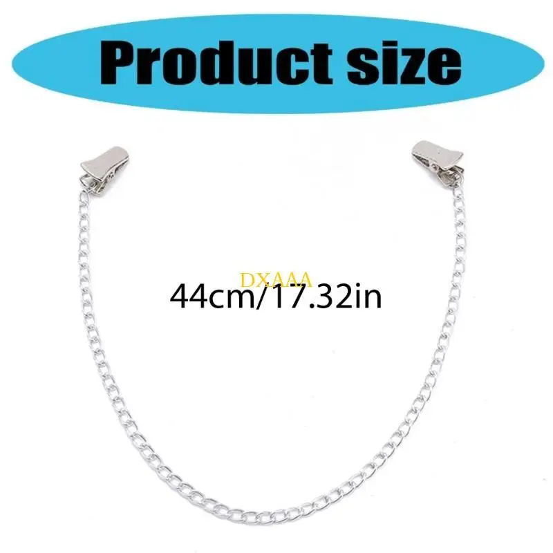 DXAA 2 قطع أنيقة سترة سلسلة كليب فضية اللون سلسلة معدنية للنساء حامل نظارات سلسلة القميص لارتداء اليومي #6