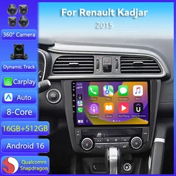 Android 16 Carplay Auto For Renault Kadjar 2015 2016 2017 2018 2019 AI Voice Multimedia Navigation Car Radio Player WIFi+4G DSP