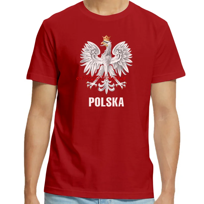 Men's Cotton T-Shirt Polska Orzel Flag Polish Football Fashion Short Sleeve Tee New Arrival Tops for Men