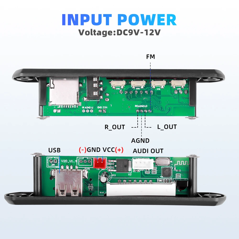 kebidu USB MP3 Player Decoder Board TF Radio FM AUX Wireless Bluetooth Module 9V -12V WMA MP3 Audio 3.5mm For Car for iPhone