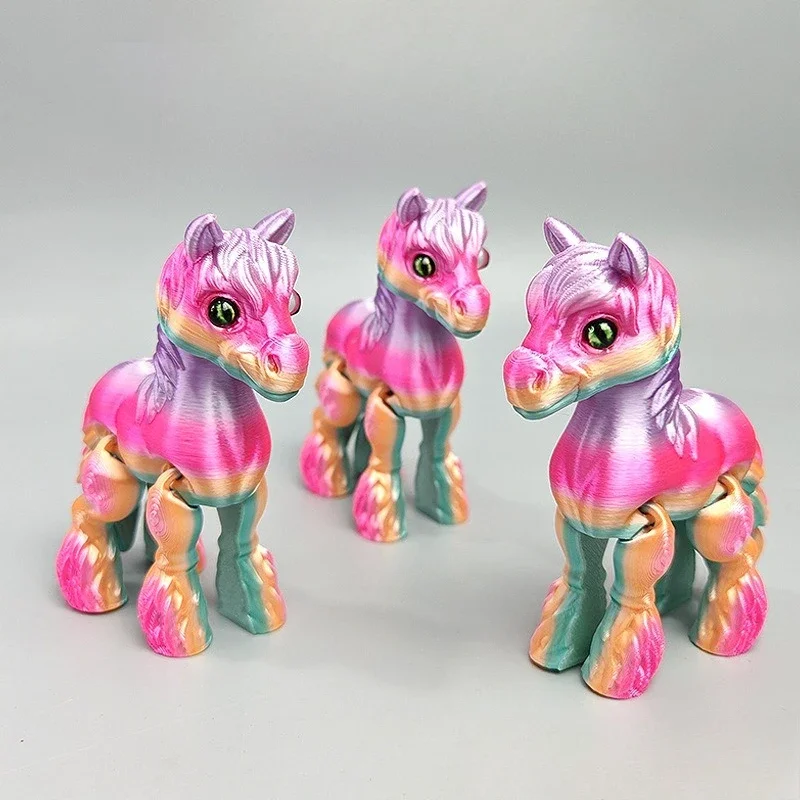 

Multi-joint Movable 3D Printed Horse Animals Mini Cute Sunny Ranbow Toy Horse Funny Home Accessories Kids Gifts Desktop Ornament