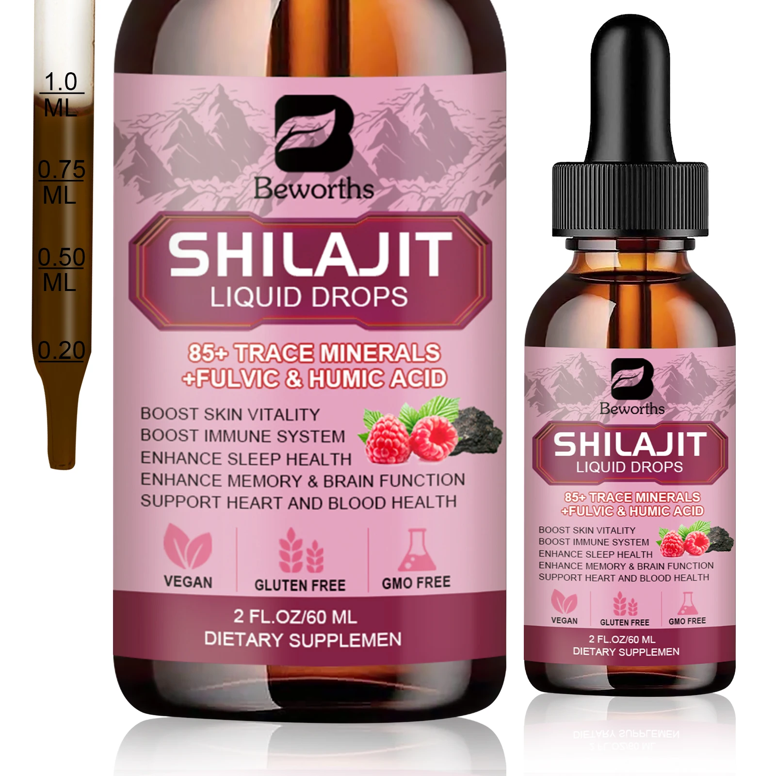 BEWORTHS 100% Pure Natural Himalayan Shilajit Drop 85+Trace Minerals & Fulvic Acid for Metabolism & Immune Support Supplement