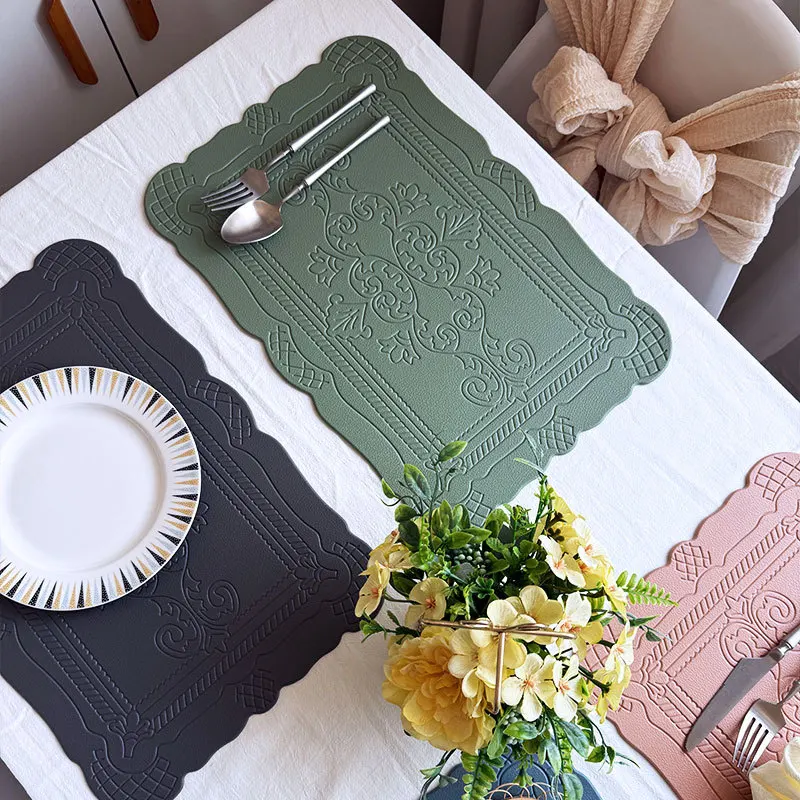 Totem-Esszimmer-Tischset aus Kunstleder, ölbeständig, wasserdicht, Tischset mit Retro-Relief-Tischset für Küchentisch, Kaffeepad