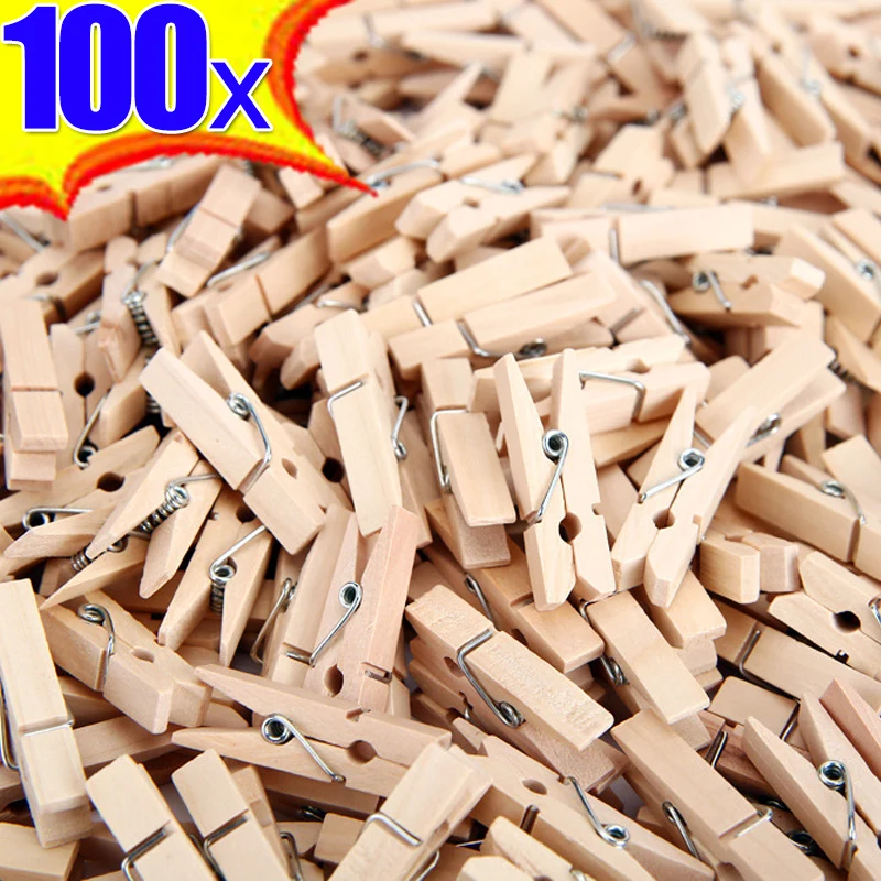 50/100Pcs Mini Natural Wooden Clips Photo Clips Clothespin Clothes Folder Wedding Party Wooden Clip Clips Pegs Wholesale