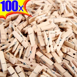 50/100Pcs Mini Natural Wooden Clips Photo Clips Clothespin Clothes Folder Wedding Party Wooden Clip Clips Pegs Wholesale