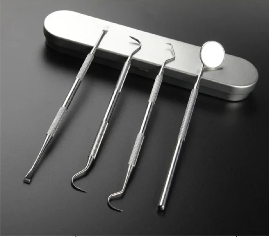 تعقيم 6 قطعة/صندوق طبيب الأسنان أجهزة أداة صندوق الفولاذ المقاوم للصدأ مرآة الأسنان التحقيق الملقط معدات مختبر العناية بالبنين #1