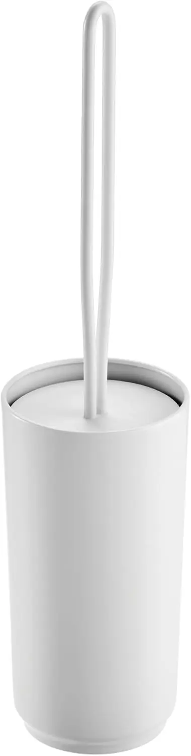 

iDesign Stainless Steel Toilet Holder for Bathroom-Matte White Bowl Brush