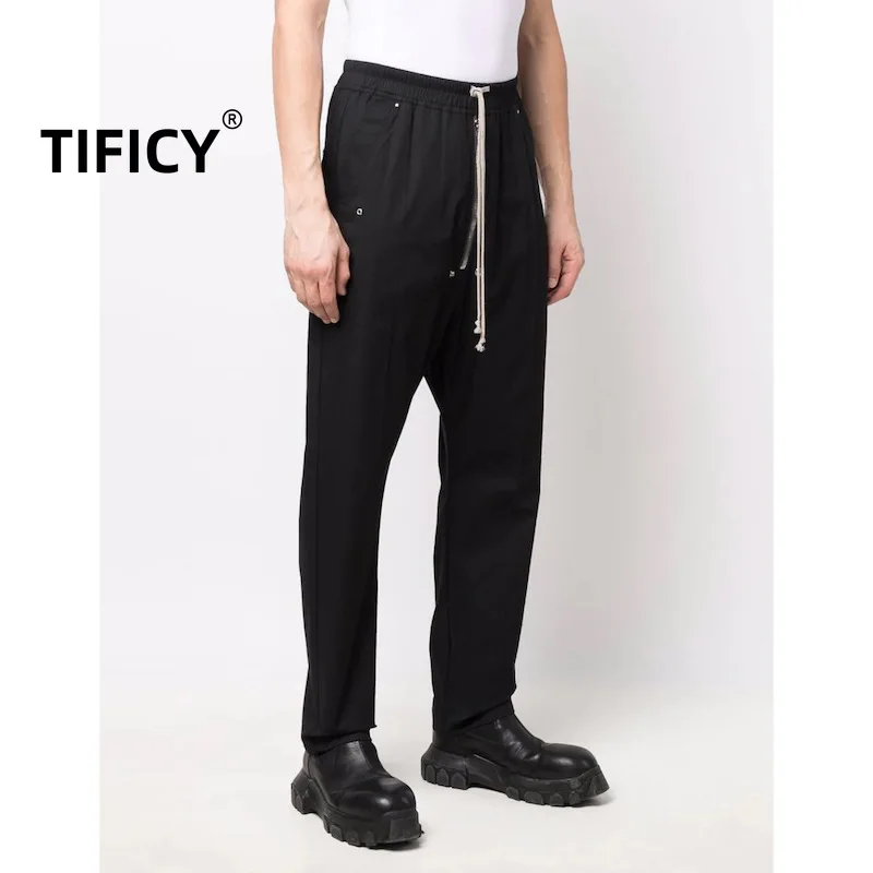 

TIFICY High Street 25RO, неэластичные прямые брюки из жесткого хлопка, повседневные мужские тканые брюки на молнии, молодежные темные уличные брюки