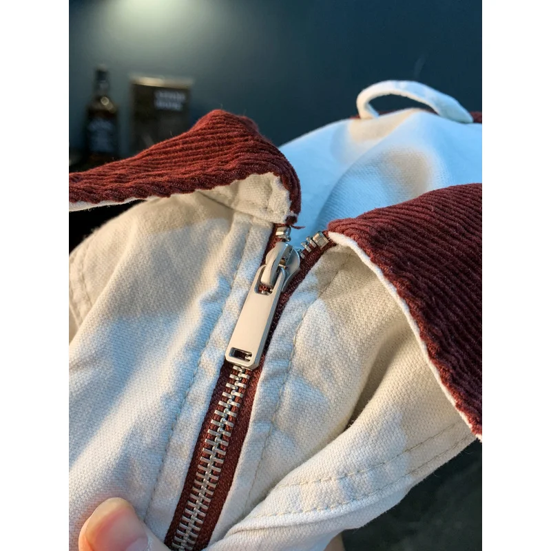 Jaket kerah warna-warni pria, cardigan ritsleting kasual, jaket tren 2026, pakaian pria musim gugur terbaru