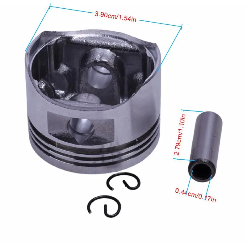 Lawn Mower Engine Piston Assembly for 139F 4-Stroke Engine, Complete Piston Set with Wrist Pin & Retaining Rings for Gasoline Gr