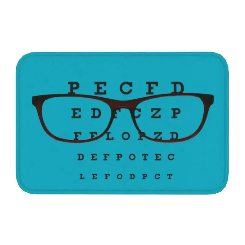 Custom Funny Glasses With Eye Test Chart Doormat Non-Slip Entrance Door Floor Mat Optician Optometrist Living Room Carpet Rug