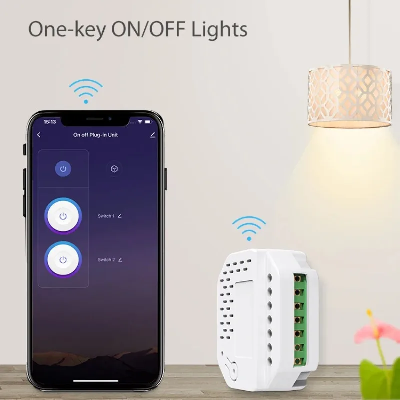 Matter Light Switch Module 2Gang Relay 220V With Neutral Works With Tuya Smart Life Homekit Smartthings Alexa Home Automation