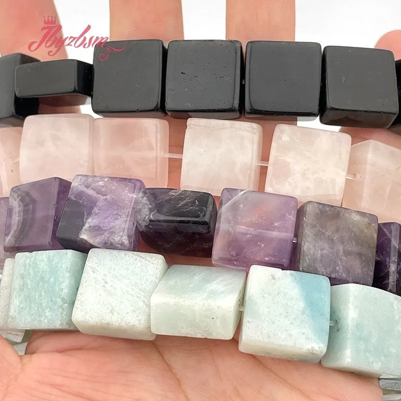 Natural Amazonite Amethyst Quartz Agates Beads Square DIY Stone Loose Strand 15 Inch For Bracelet Necklace Jewelry Making