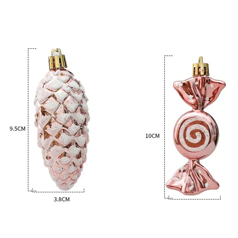 

Набор рождественских безделушек из розового золота для использования в помещении и на открытом воздухе с множеством уникальных дизайнов для удобного подвешивания и праздничного декора