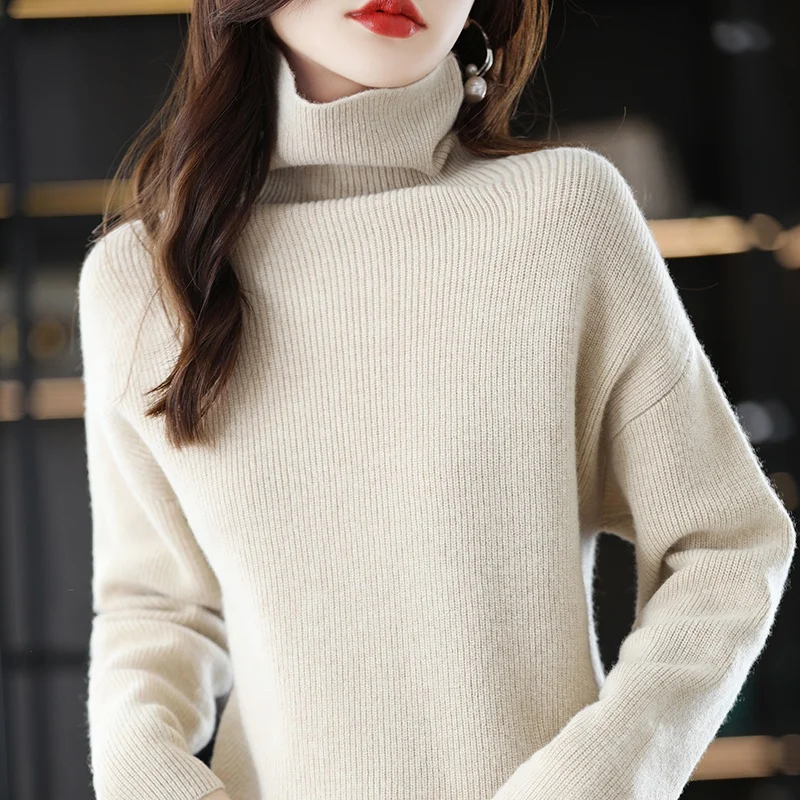 2023 Free Shipping Women Turtleneck Thicker Sweaters Standard Pullovers Winter Knitting Clothing New Arrival Long Sleeve Tops