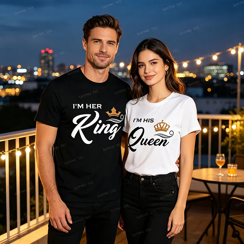 Ich bin ihr König T-Shirt, lustiges Paar-Shirt für Freund und Freundin, ich bin seine Königin für Frauen, Valentinstag, Jahrestage, Partykleidung, T-Shirt – Detail 3