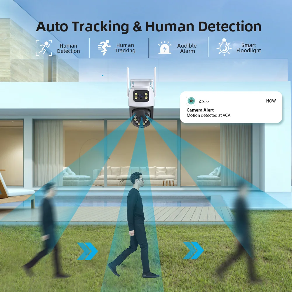 Icsee 8mp wifi câmera de segurança ip ao ar livre câmeras de vigilância sem fio ip66 à prova dip66 água visão noturna em dois sentidos ai rastreamento móvel