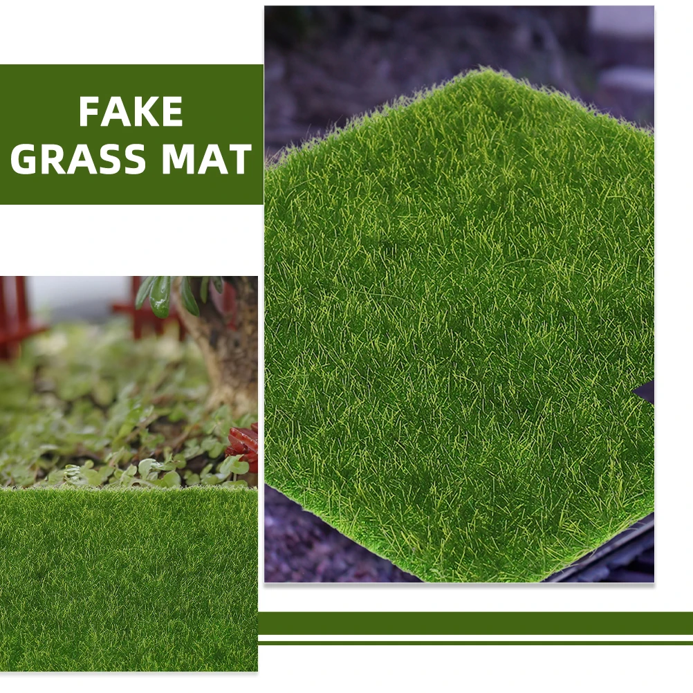 

10 Pcs Artificial Grass Mat 15cmx15cm Decorative Faux Green Moss Turf Home Garden Shop Supermarket Bonsai Scene Layout