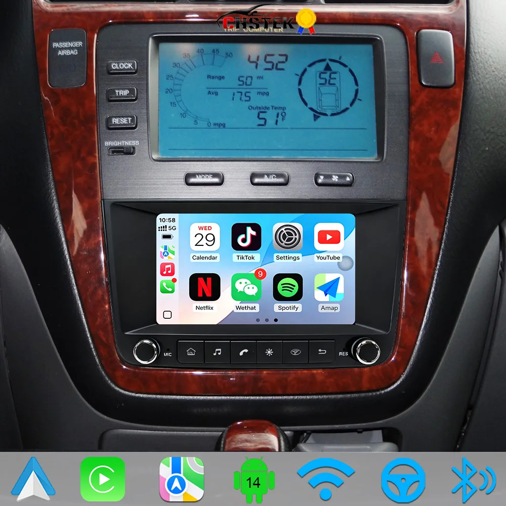 CHSTEK Android 14 Car Stereo Radio For Acura MDX 2001-2006 Carplay Multimedia Player GPS Navigation WIFI 4G Bluetooth Head Unit