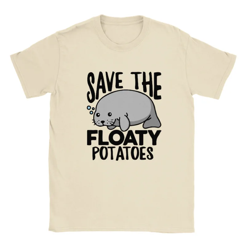 

Kawaii Cute T Shirt Save The Floaty Potatoes Tee Shirt Funny Sealion Seal Graphic T-shirts For Men Clothing Women Short Sleeve