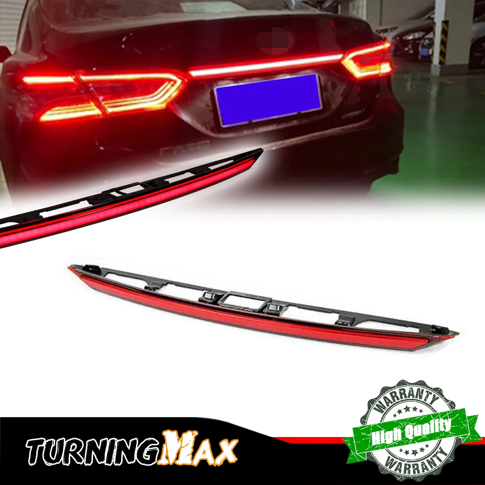 Red LED Car Trunk Lid Trim Replace Center Piece Rear Fog Lamp Brake Taillight Bar w/ Sequential Flash For Toyota Camry 2018-up