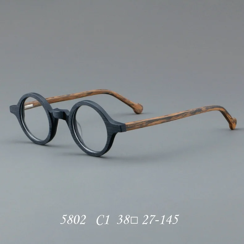 F·DRACON Board-Brillengestell, Retro, rund, Herren-Brillengestell, modisches Federbein, optisch verschreibungspflichtige Herrenbrille 5802 – Detail 1
