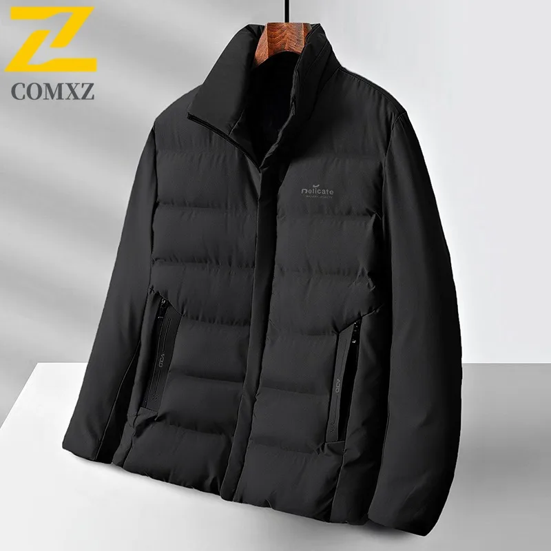 

COMXZ Men Winter Jacket Chic Korean Color Block Minimalist Snow Outings Casual Wear Lightweight Padding Coat Urban Activities