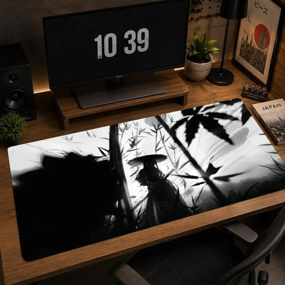 Table Mat Bamboo Forest Lone Swordsman Silhouette Mouse Pads For Casual Laptop Daily Game Playmat