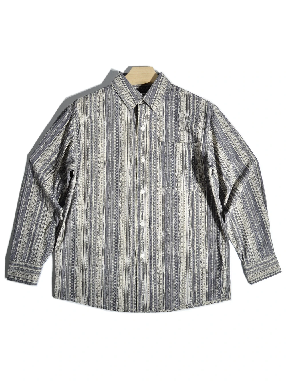 

American Sle Vintage Artistic Khaki Retro Striped Loose Long Sve Cotton Workwear irt Casual Outerwear for Youth