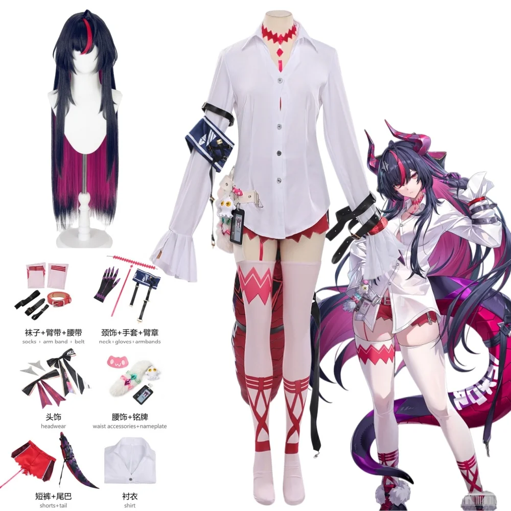 Costume de cosplay Game Neverness to Everness Shinku, ensemble complet avec queue, perruque et tenue pour fête d'Halloween