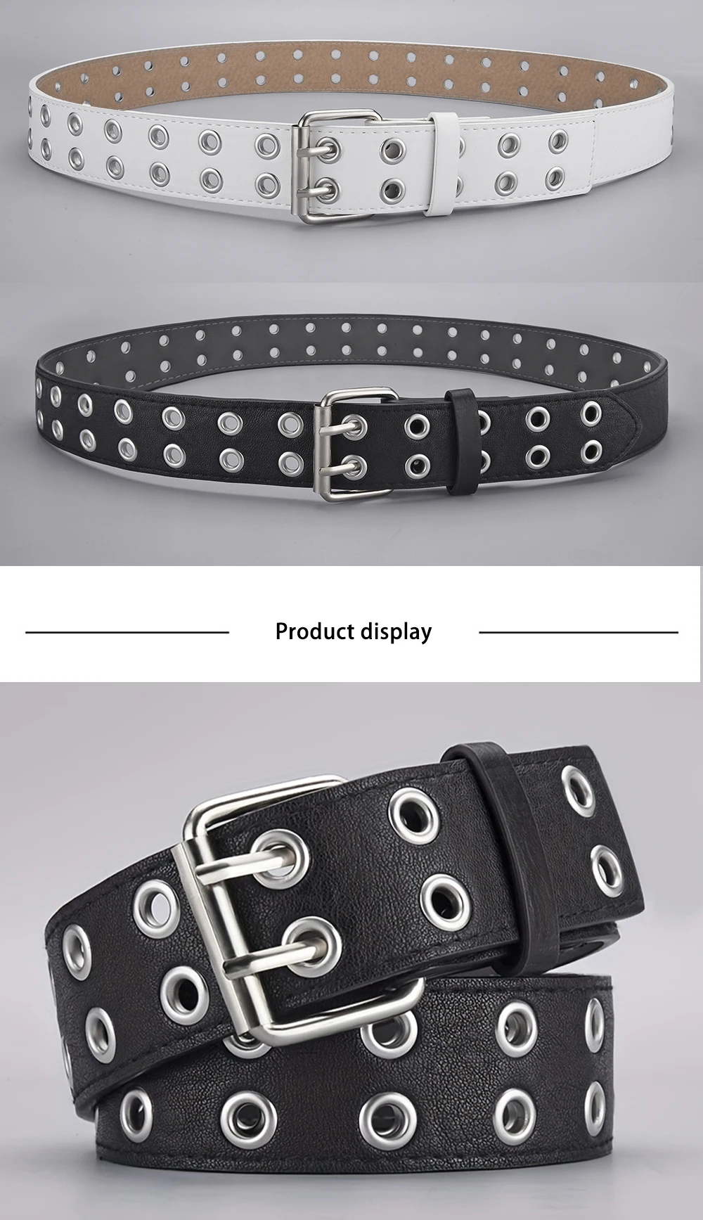 1pc frauen Gürtel Trend Einfache Doppel Loch Männer Gürtel Punk Hip Hop Rock Stil Subkultur Y2K Gürtel Punch freies Gürtel für Männer und Frauen – Detail 4
