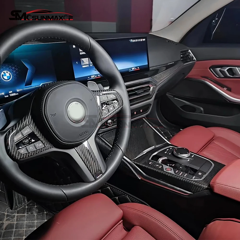 For BMW 2 3 4 Series G20 LCI G21 G22 G42 Facelift 2022 2023 LHD Carbon Fiber Center Console Dashboard Gear Panel Cover Trim