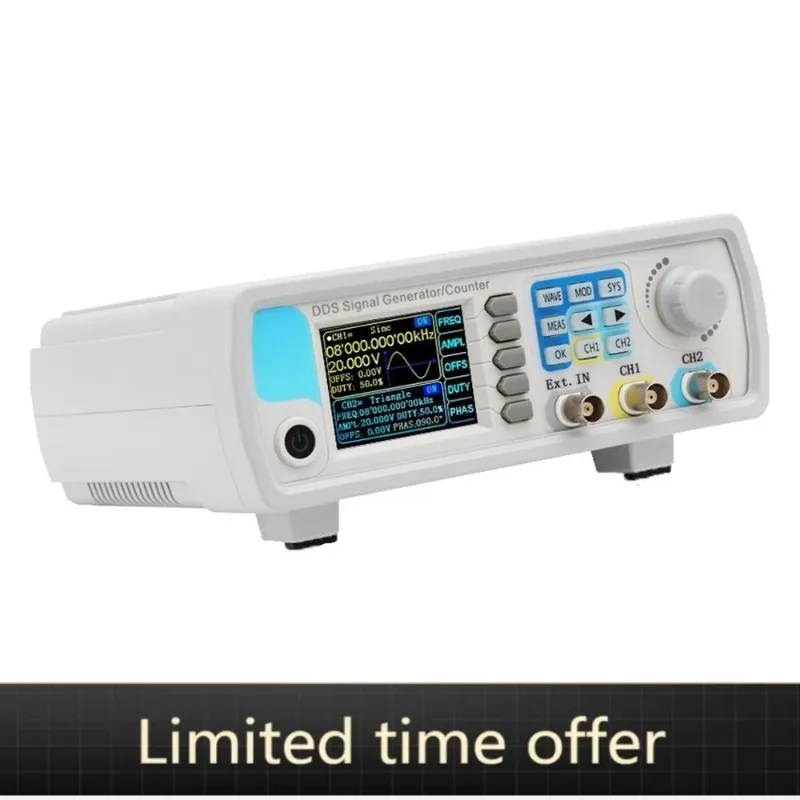 JDS6600 Dual‑Channel DDS Arbitrary Waveform Signal Generator Pulse Source Frequency Counter Lab Test Measurement Instrument